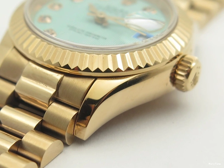 MiroTime 0210 Flexible DateJust 28mm RG BP Maker Best Edition Ice Blue Diam Dial Fluted Bezel On RG Bracelet ETA 3444